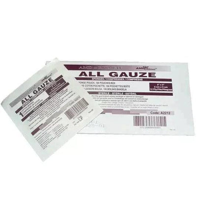 Sterile gauze sponges in individual packaging for wound care and medical use