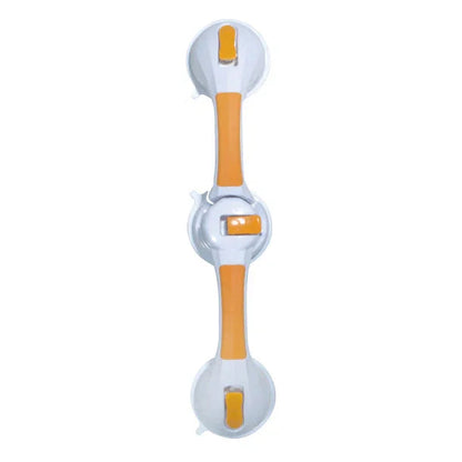 White and orange suction grab bar for bathroom safety and mobility support