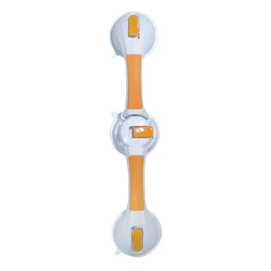White and orange suction grab bar for bathroom safety and mobility support
