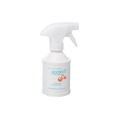 Anasept antimicrobial skin and wound cleanser spray bottle on white background