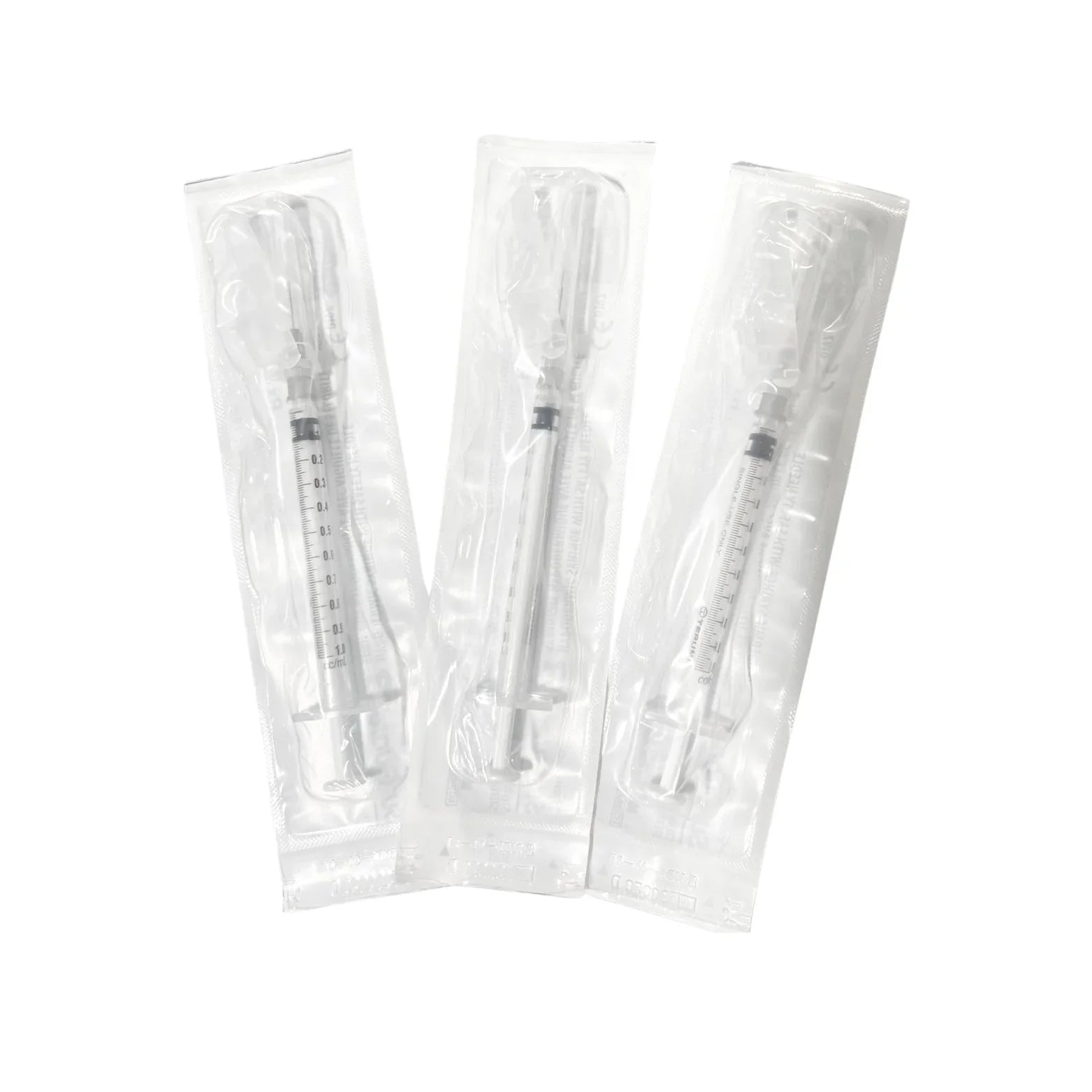 Sterile individually packaged medical syringes for home care or clinical use