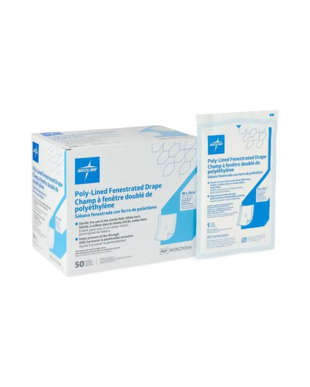 Medline Sterile Fenestrated Drape 18" x 26" | 50/Box | NON21004