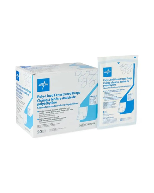 Medline Sterile Fenestrated Drape 18" x 26" | 50/Box | NON21004