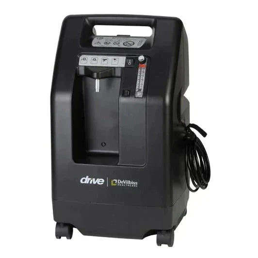 portable oxygen concentrator with control panel and power cord, black medical device
