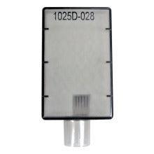 Rectangular medical filter with connector, labeled 1025D-028, for respiratory care