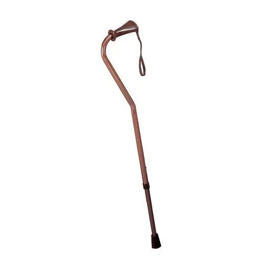 Adjustable bronze walking cane with ergonomic handle and wrist strap for mobility support