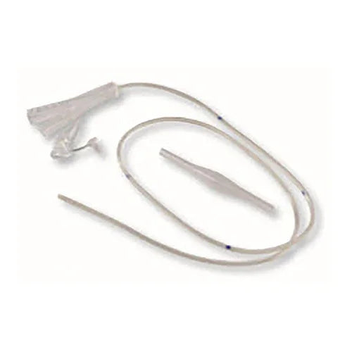 Y-shaped medical tubing, sterile enteral feeding tube with connectors on white background