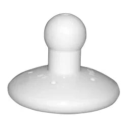 White plastic tracheostomy inner cannula cap on white background, respiratory care accessory
