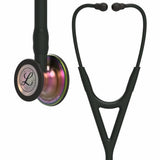 Black cardiology stethoscope with rainbow finish chestpiece for medical use