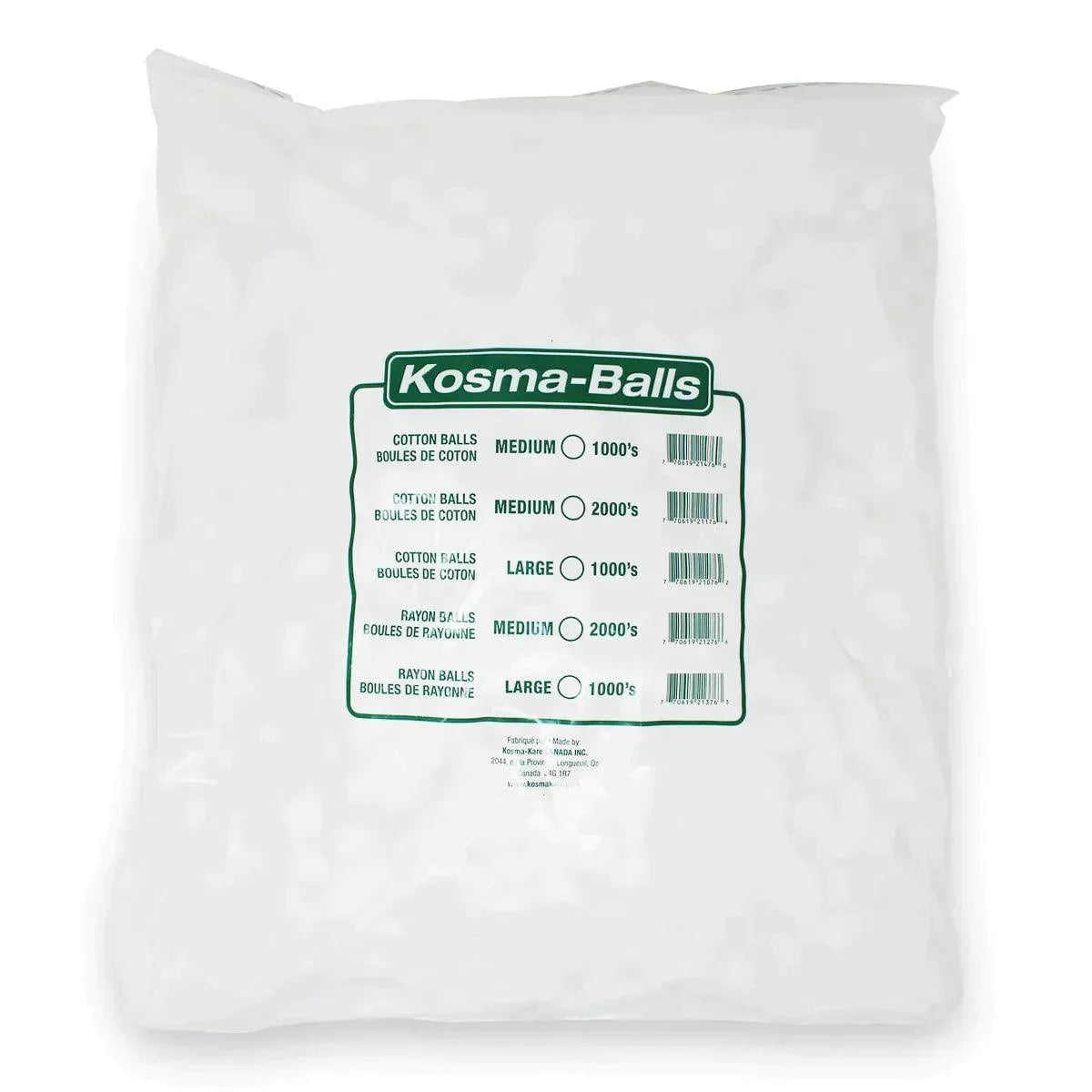 Bag of Kosma cotton balls for medical and home care supplies