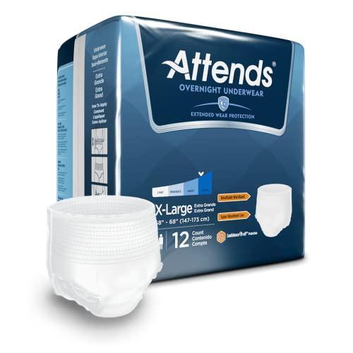 Attends overnight underwear pack extra large, adult incontinence disposable pull-up briefs