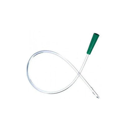 Sterile medical catheter with green connector for home care and long-term care use