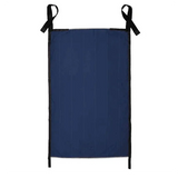 Navy blue patient transfer sheet with black straps for medical or home care use