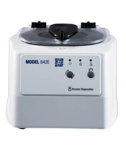 Drucker Diagnostics Model 642E medical centrifuge with control panel and closed lid