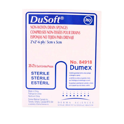 DuSoft non-woven drain sponges sterile 2x2 inch box, medical wound care supply