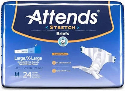 Attends Stretch Briefs Large/X-Large pack, 24 count, adult incontinence underwear