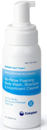 No-rinse foaming body wash and shampoo cleanser bottle for bathing and perineal care