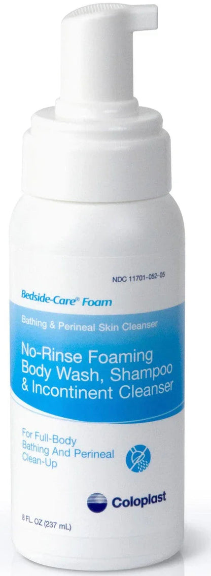 No-rinse foaming body wash and shampoo cleanser bottle for bathing and perineal care