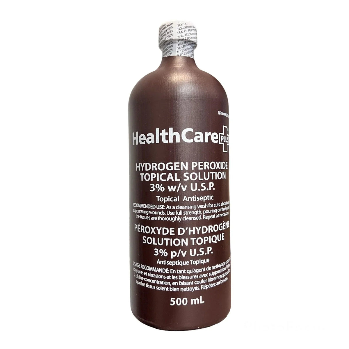 Hydrogen peroxide topical solution 3% antiseptic in a 500mL brown bottle for wound care
