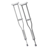 Adjustable metal crutches with padded underarm and hand grips, home care mobility aid