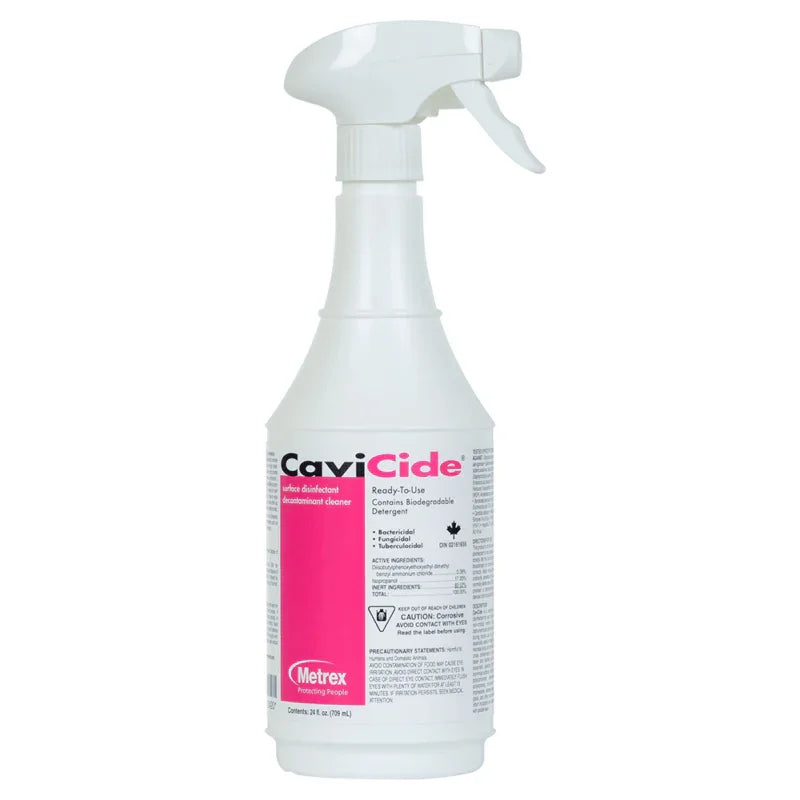 CaviCide disinfectant spray bottle for surface cleaning in medical and home care settings