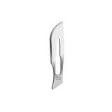 Sterile surgical scalpel blade size 20 stainless steel, medical instrument on white background