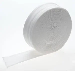 White medical gauze roll for wound care and first aid on white background