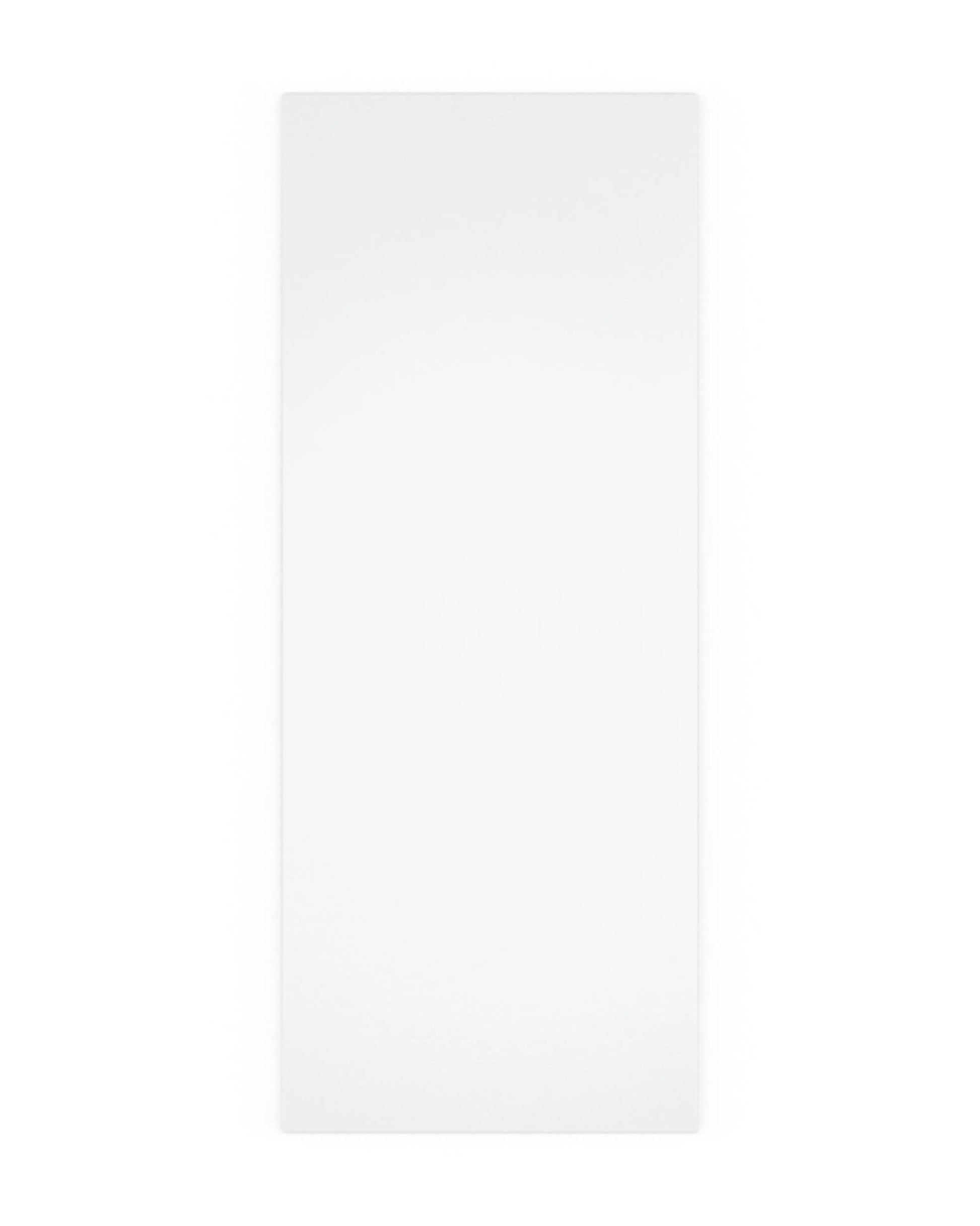 Rectangular white disposable medical bed sheet on plain background