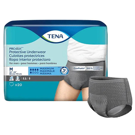 TENA ProSkin protective underwear for men, medium size, 20 pack, incontinence aid