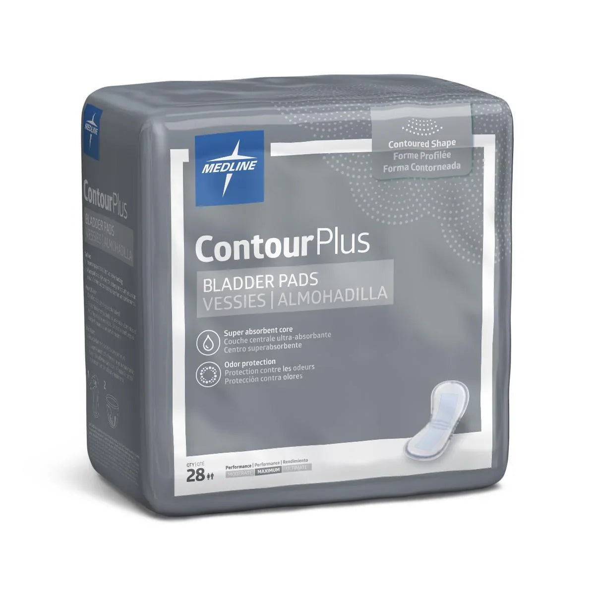 Medline ContourPlus bladder control pads moderate absorbency pack with product image