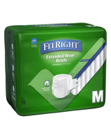FitRight Extended Wear Briefs medium pack, adult incontinence diapers, 15 count