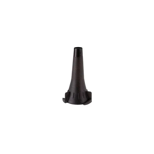 Black otoscope speculum medical diagnostic accessory on white background