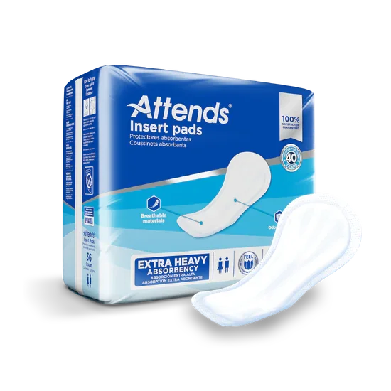 Attends insert pads for incontinence, extra heavy absorbency, 36-count pack