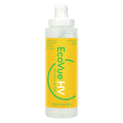 EcoVue HV Ultrasound Gel high viscosity bottle, medical imaging supply