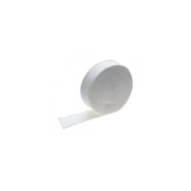 White medical gauze roll for wound care and bandaging on white background