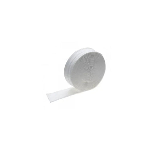 White medical gauze roll for wound care and bandaging on white background