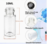 10 ml 20pcs Clear Small Glass Vials with Leak-Proof Screw Caps Suitable for, PE Liner Caps Compatible for HPLC, GC, Sample Preservation, Borosilicate Glass Tubes for Chemistry, Biology, Pharmaceutical Testing