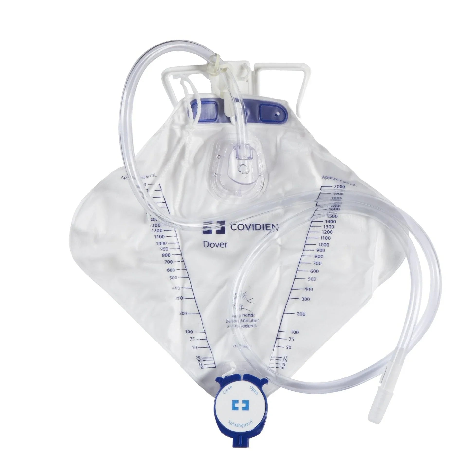 Medical urinary drainage bag with measurement markings and clear tubing