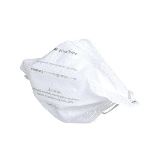 White N95 particulate respirator mask with head straps, medical protective face mask
