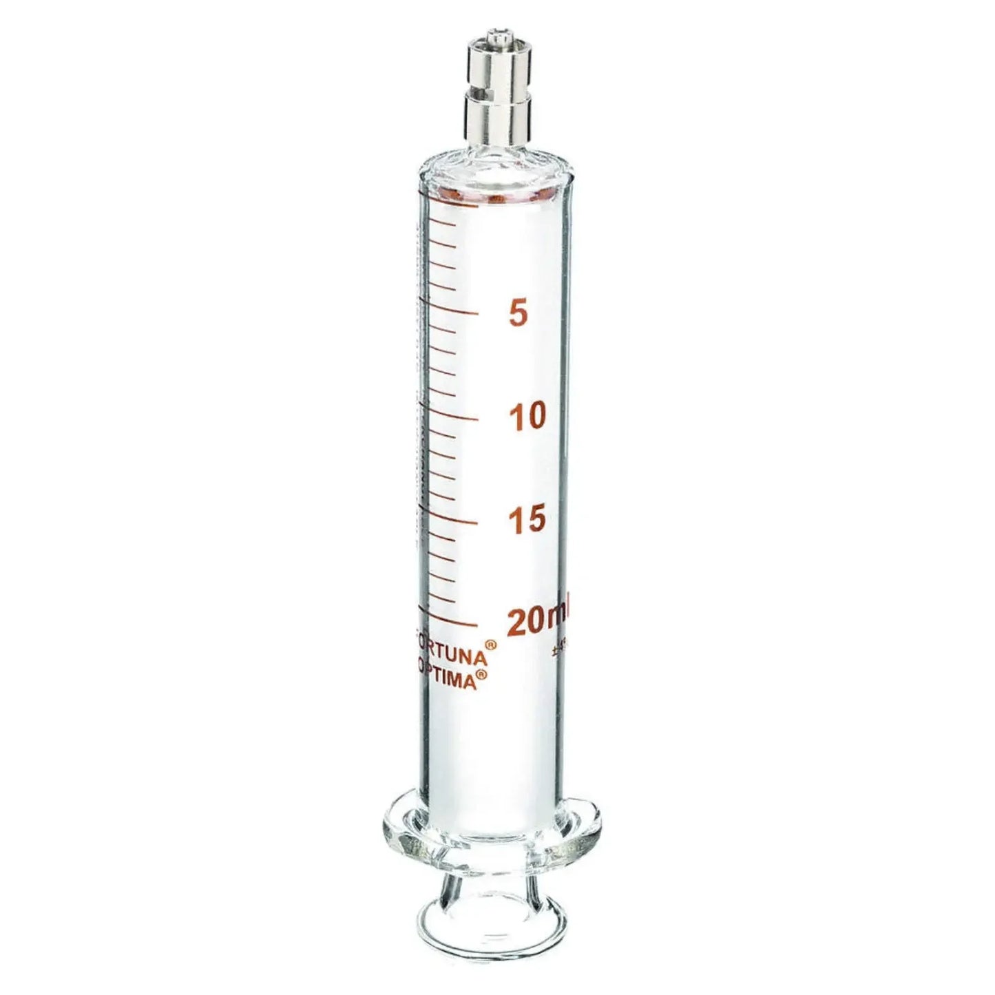 Glass medical syringe 20ml with measurement markings, sterile medical supply