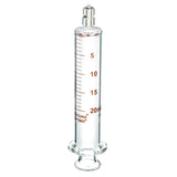 Glass medical syringe 20ml with measurement markings, sterile medical supply