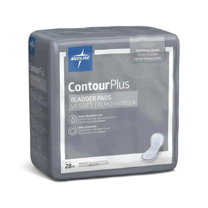 Medline ContourPlus bladder pads package for adult incontinence, 28 count, super absorbent