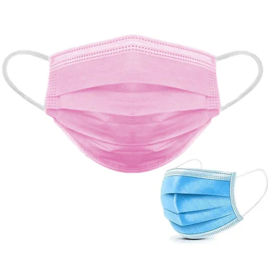 Kids ASTM level 3 disposable pink and blue face masks with ear loops