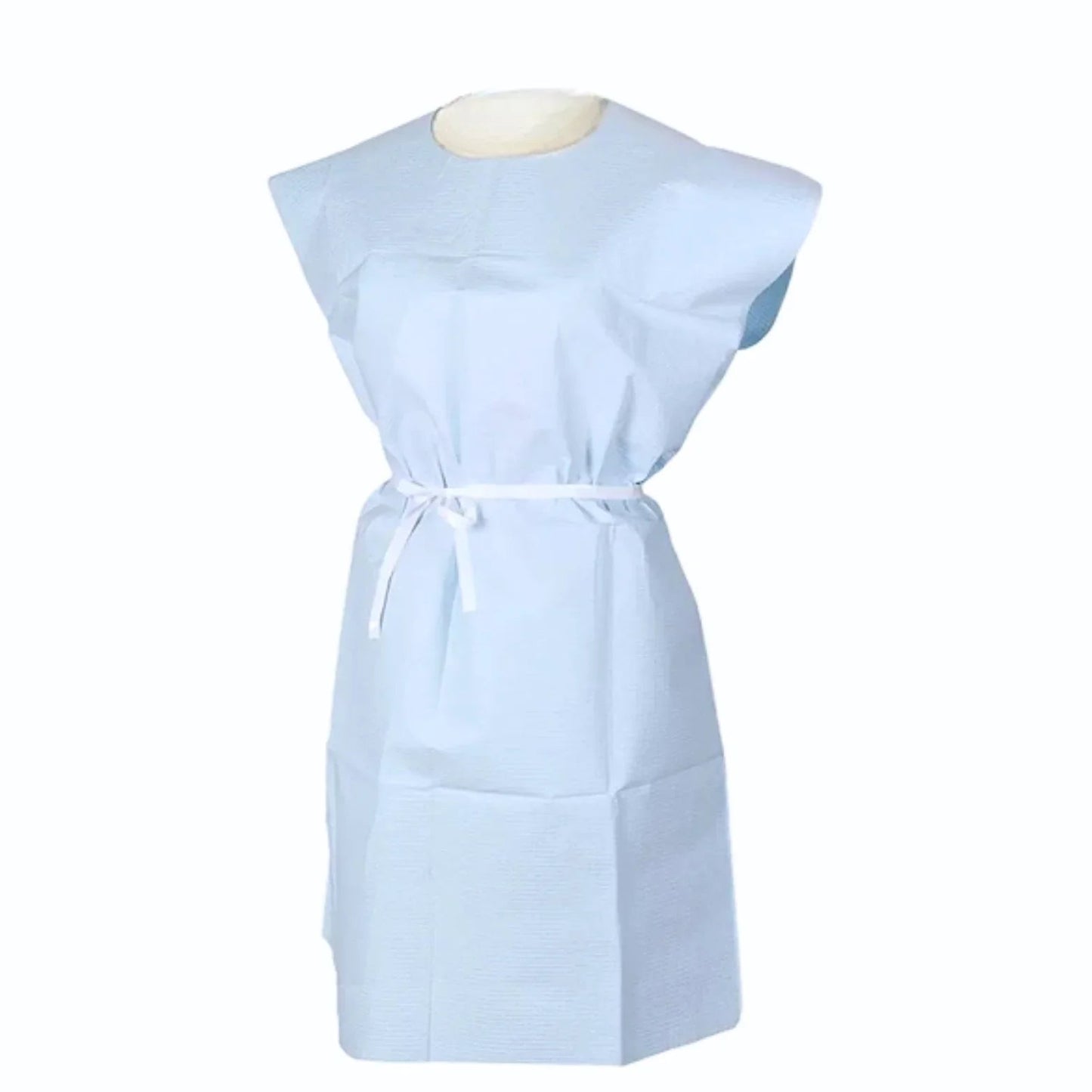 Disposable medical gown with waist tie for healthcare or home care use
