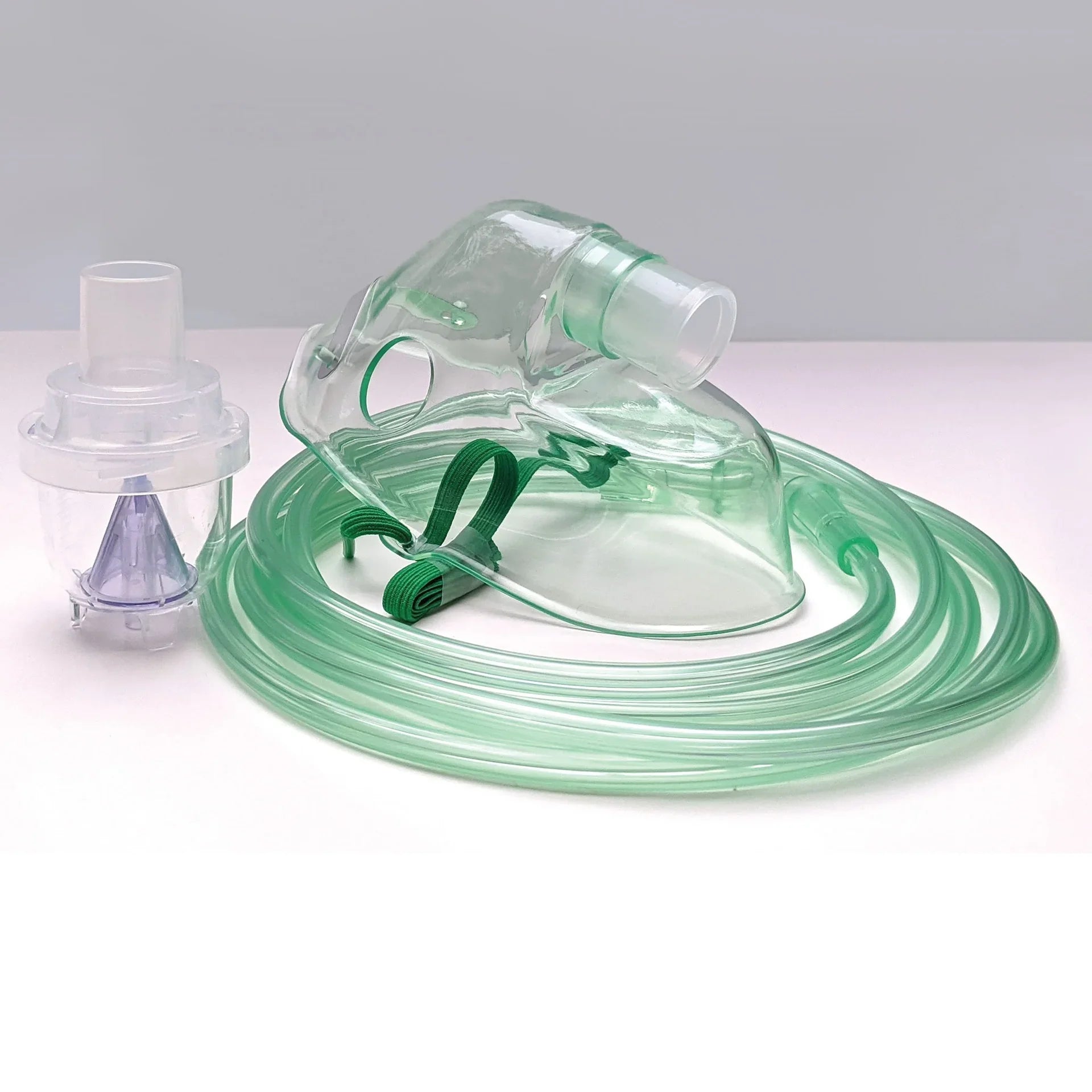 Nebulizer mask kit with oxygen tubing and medicine chamber for respiratory therapy