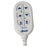 Electric hospital bed wired remote control with blue arrow buttons for adjustable settings