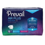 Prevail Air Plus daily briefs package, adult incontinence underwear, 18 count, breathable design