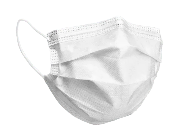 Disposable white surgical face mask with ear loops, medical PPE supply