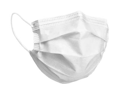 Disposable white surgical face mask with ear loops, medical PPE supply