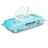 Attends washcloths pack with open lid, 72 XL wipes for personal hygiene care